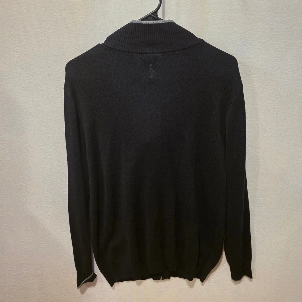 Tailorbyrd Full Zip Cardigan Men M Black Mock Neck Cotton Rayon Knit Sweater